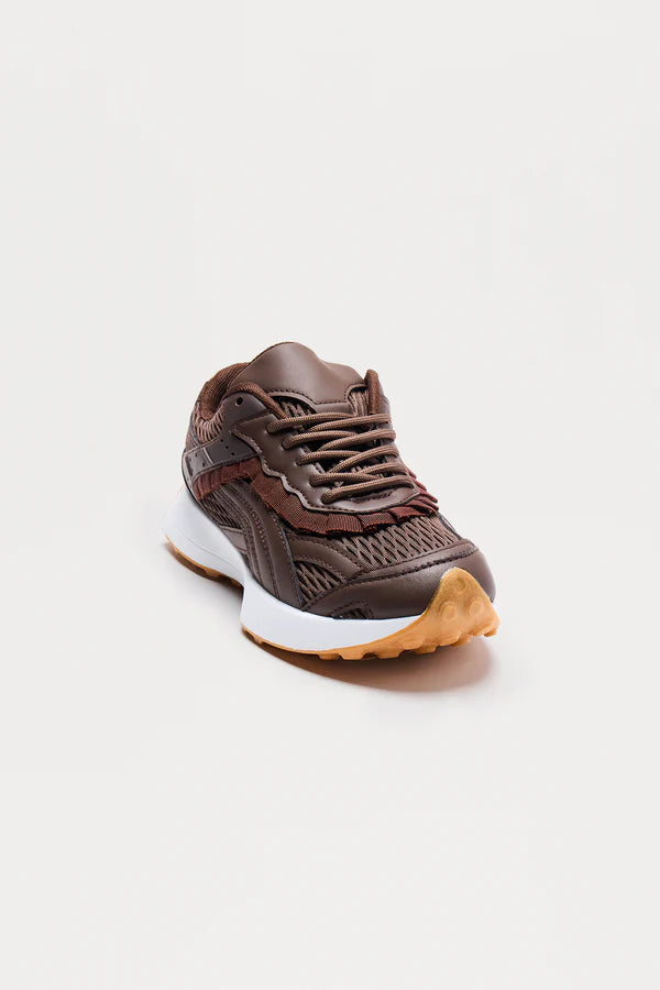 Cascade Ruffle Sneakers – Brown