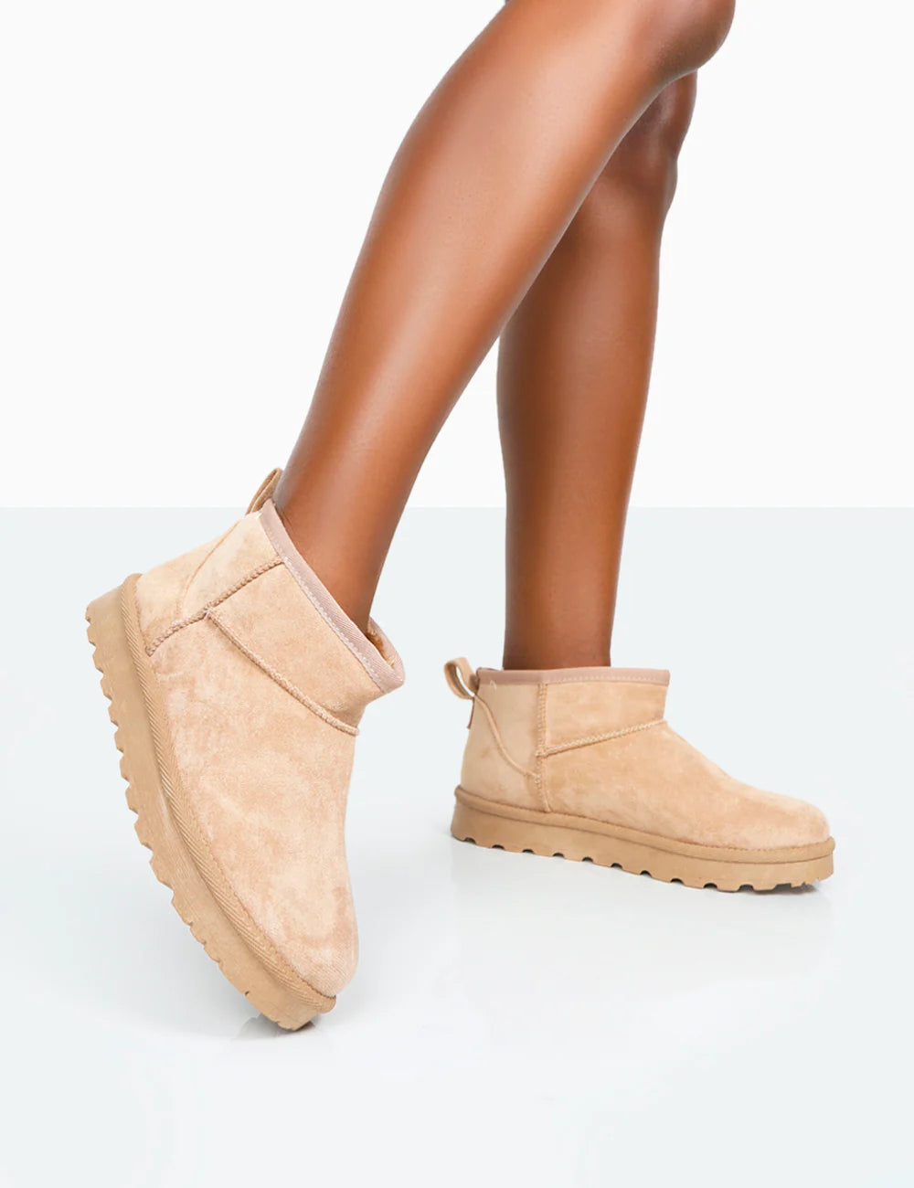 Bare Bliss Ultra Mini Suede Boots – Soft Beige Comfort Edition