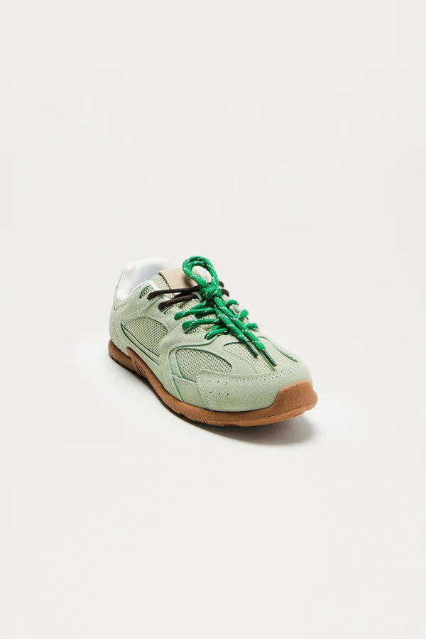 Mint Mist Faux‑Suede Lace‑Up Sneakers – Mint