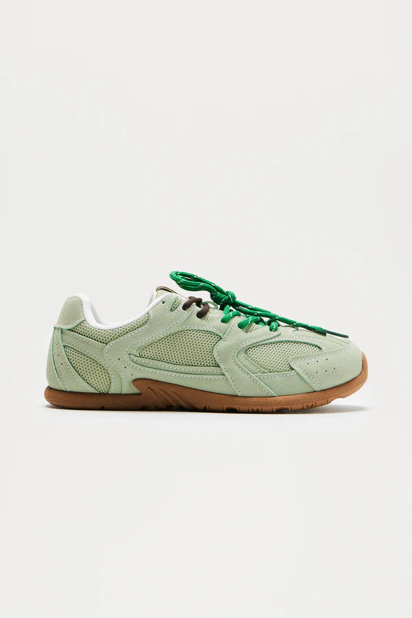 Mint Mist Faux‑Suede Lace‑Up Sneakers – Mint