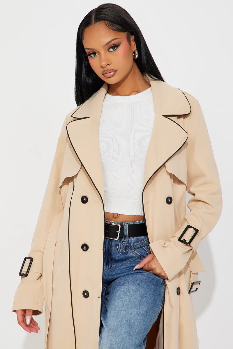 Timeless Sophisticate Belted Trench – Khaki