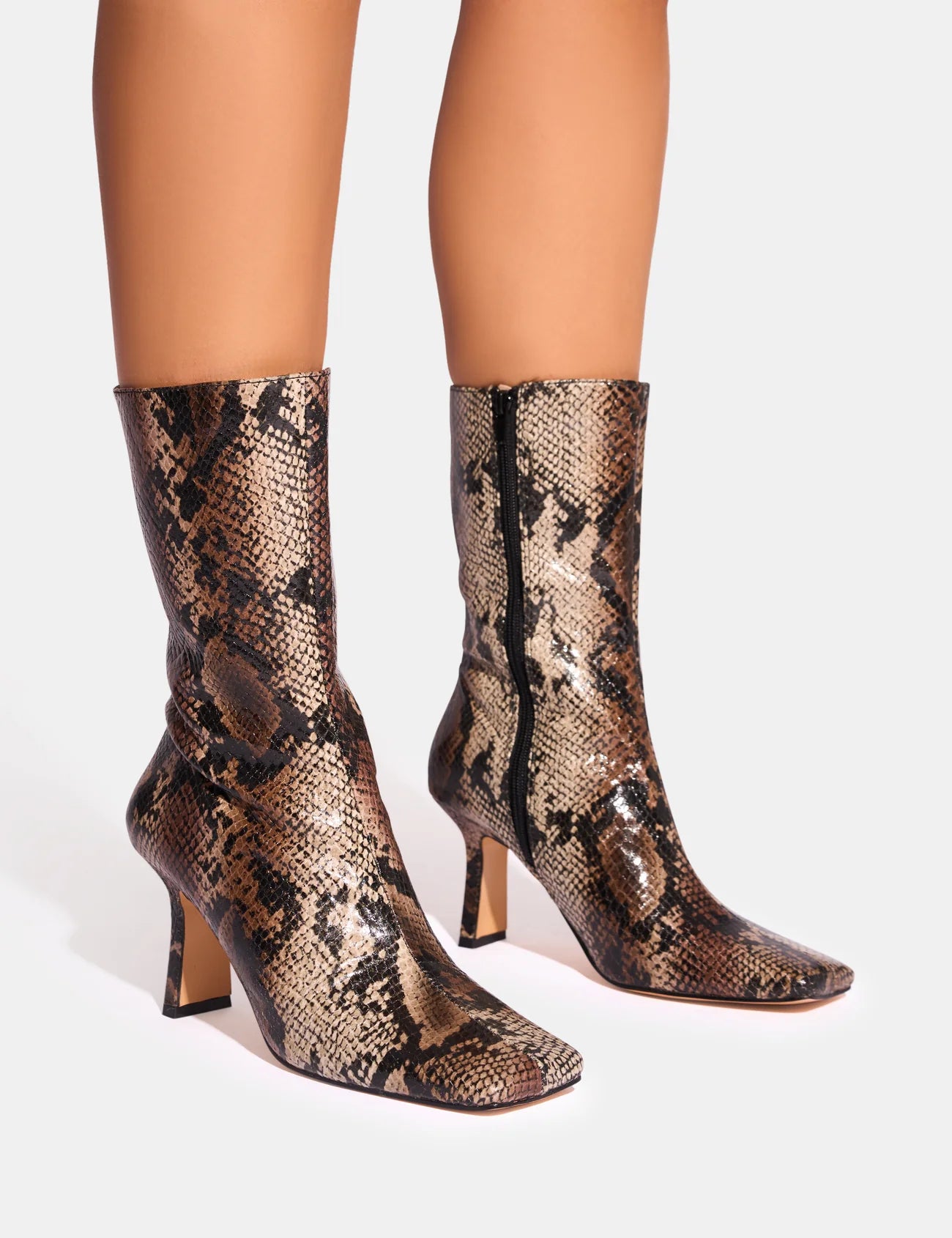 Wild Edge: Fiction Snake Square‑Toe Ankle Boots
