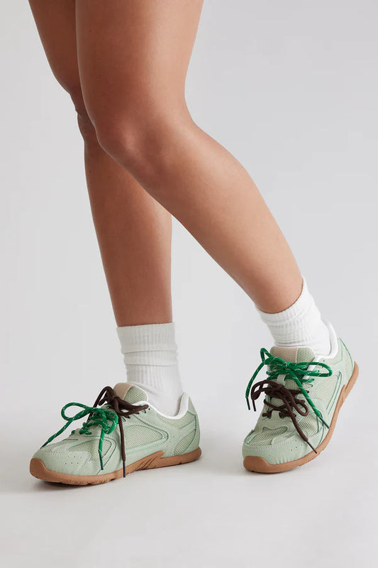 Mint Mist Faux‑Suede Lace‑Up Sneakers – Mint