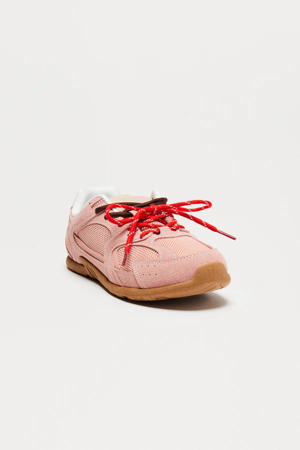 Rosé Reverie Faux‑Suede Lace‑Up Sneakers – Blush